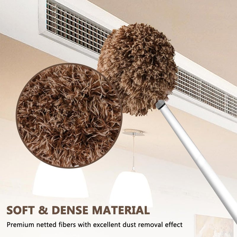 Heonay Ceiling Fan Cleaner Duster Reusable Microfiber Ceiling Fan Blade Cleaner Removable Duster with Extension Pole Adjusts 13 to 49.7 Inch for Cleaning Walls Furniture Door Window Top (Beige Brown) - Image 5