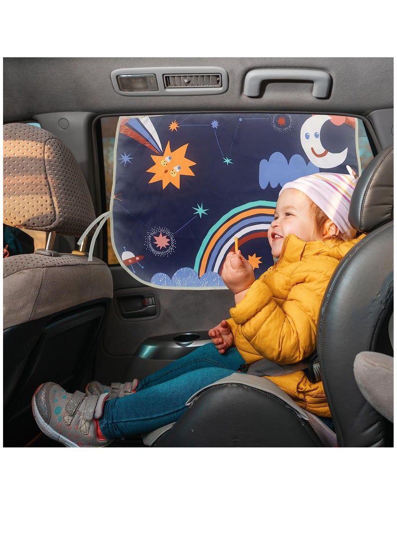 Magnetic Car Window Shades for Kids and Babies, Sun Protection Covers for Trucks, 27.5 x 19.5 Inches, Starry Sky Design - Image 5