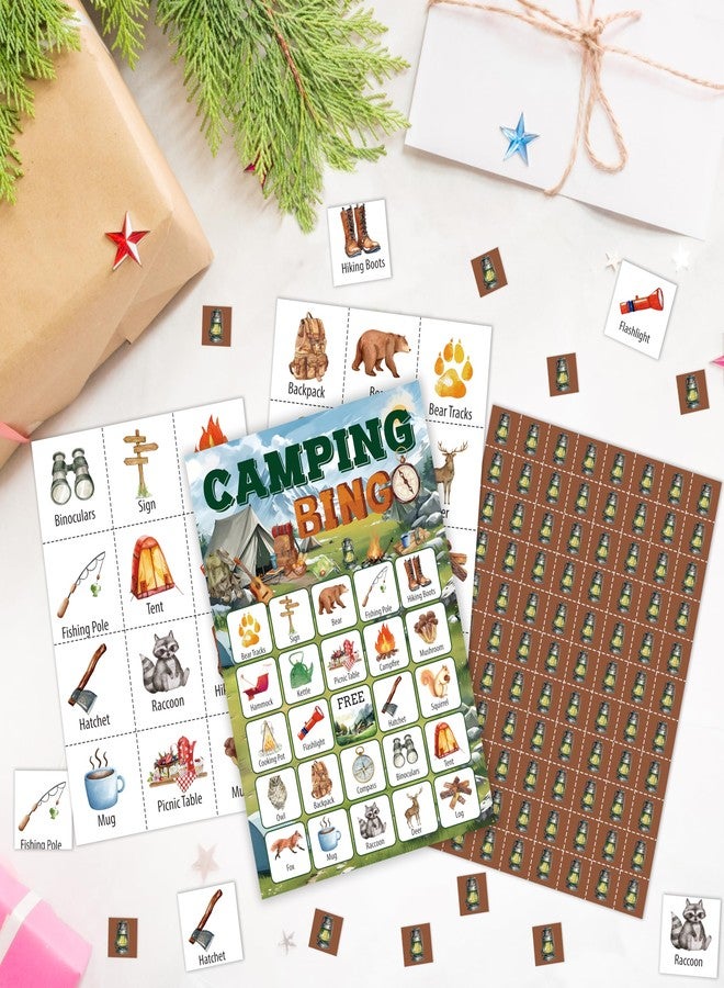 Mueddur Camping Bingo Card, Camping Games for Adults Family, Nature Themed Birthday Bingo Game, Outdoor Adventure Bingo Kit for Camping Party, Travel Bingo for 24 Players, Hike Field Trip Supplies -15 - Image 3