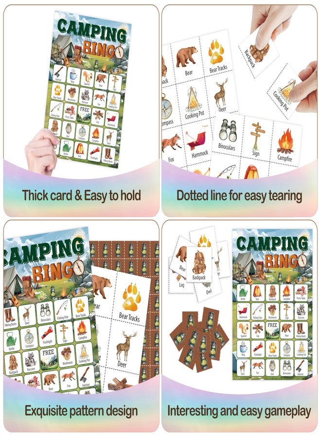 Mueddur Camping Bingo Card, Camping Games for Adults Family, Nature Themed Birthday Bingo Game, Outdoor Adventure Bingo Kit for Camping Party, Travel Bingo for 24 Players, Hike Field Trip Supplies -15 - Image 4