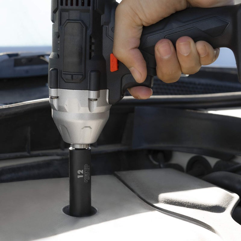 NEIKO 02431A 3/8â€ Drive SAE and Metric Deep Impact Socket Set | 21 Pieces | SAE 5/16â€ to 3/4â€ | Metric 7mm to 19mm | Premium Cr-V Steel | 6-Point Hex Design | Corrosion Resistant Coating - Image 3