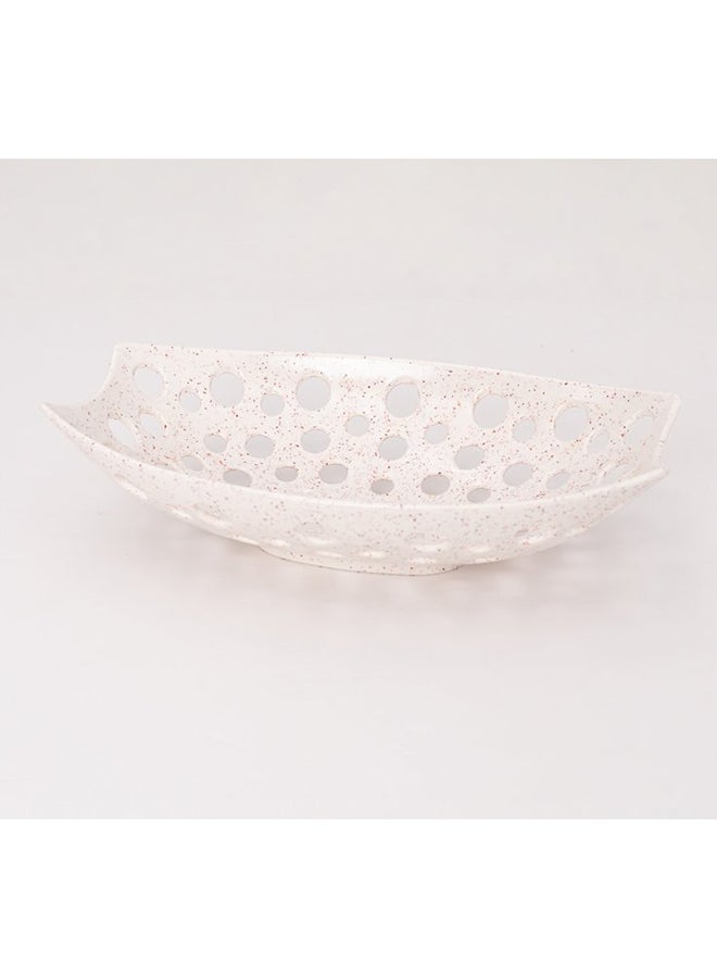 Bright Designs Melamine Fruit Basket Set of 1
  (L 33cm W 22cm H 9cm)  Creamy with brown - Image 1