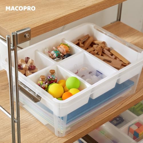MACOPRO 17 QT Plastic Storage Box with Removable Tray Craft Organizers and Storage Clear Storage Container for Organizing Bead, Tool, Sewing, Playdoh (White, 1Pack-17QT) - Image 5