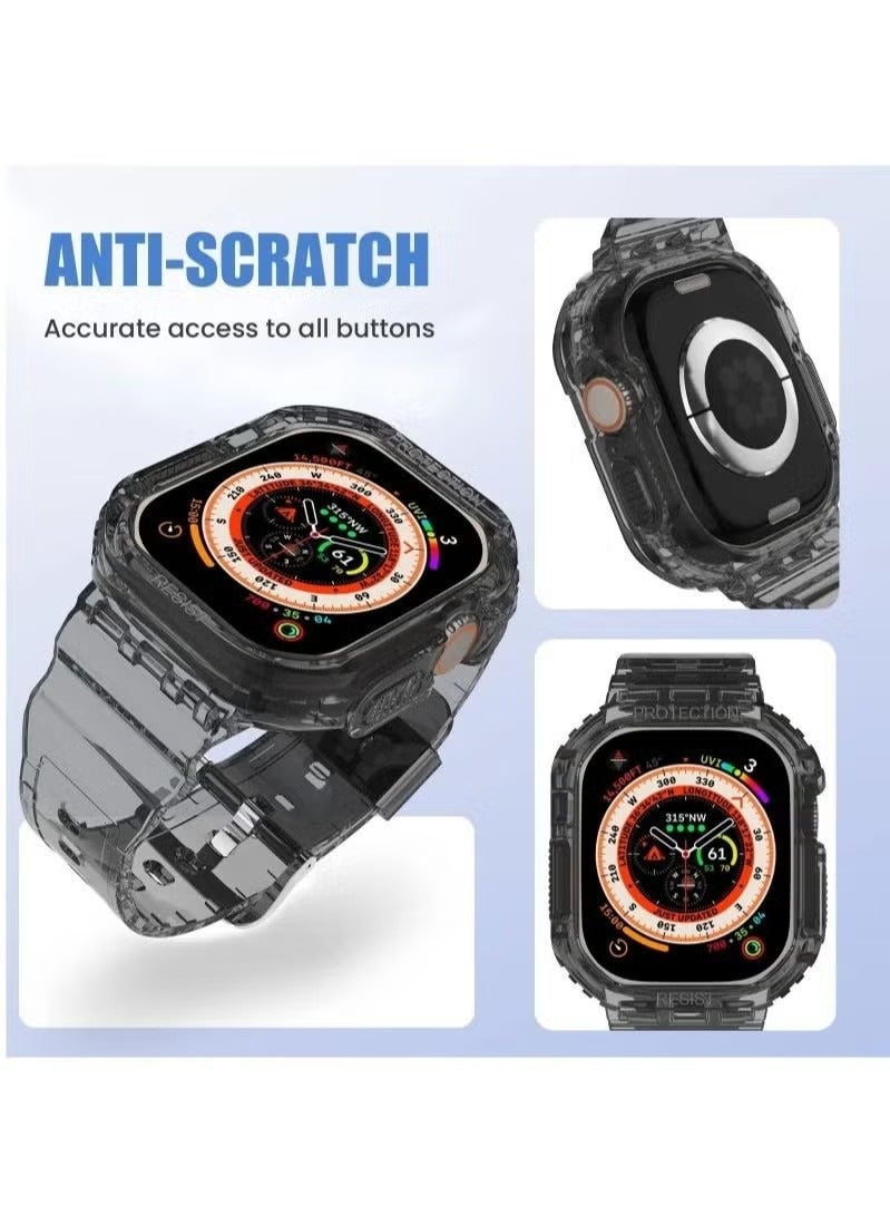 Beauenty Compatible 2022 Apple Watch Ultra 49mm Band with Protective Bumper Crystal Clear Soft Sport Wristband - Image 3