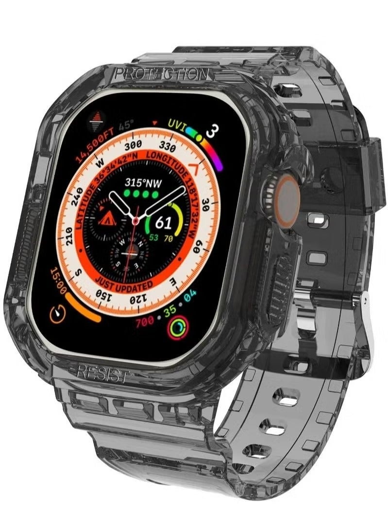 Beauenty Compatible 2022 Apple Watch Ultra 49mm Band with Protective Bumper Crystal Clear Soft Sport Wristband - Image 1