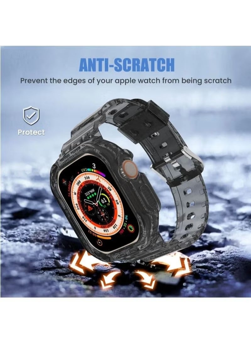 Beauenty Compatible 2022 Apple Watch Ultra 49mm Band with Protective Bumper Crystal Clear Soft Sport Wristband - Image 4