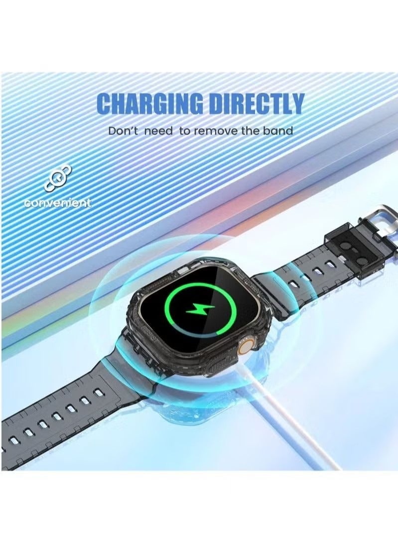 Beauenty Compatible 2022 Apple Watch Ultra 49mm Band with Protective Bumper Crystal Clear Soft Sport Wristband - Image 5