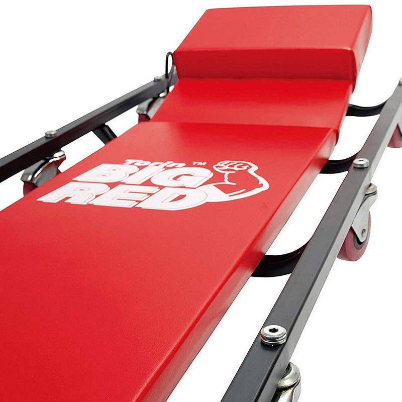 BIG RED TR6452 Torin Rolling Garage/Shop Creeper: 40" Padded Mechanic Cart with Adjustable Headrest and 6 Casters, Red - Image 3