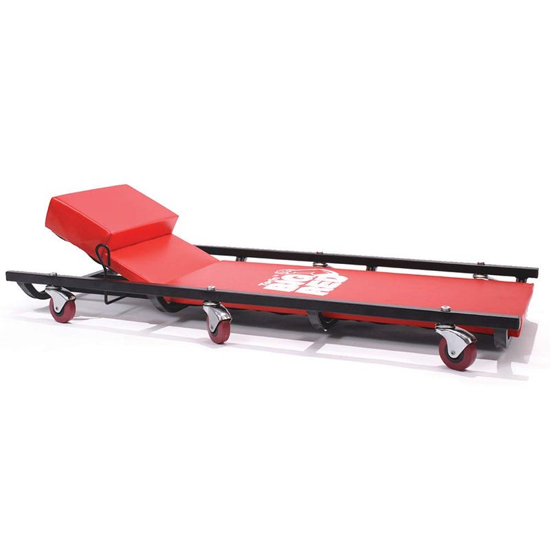 BIG RED TR6452 Torin Rolling Garage/Shop Creeper: 40" Padded Mechanic Cart with Adjustable Headrest and 6 Casters, Red - Image 2