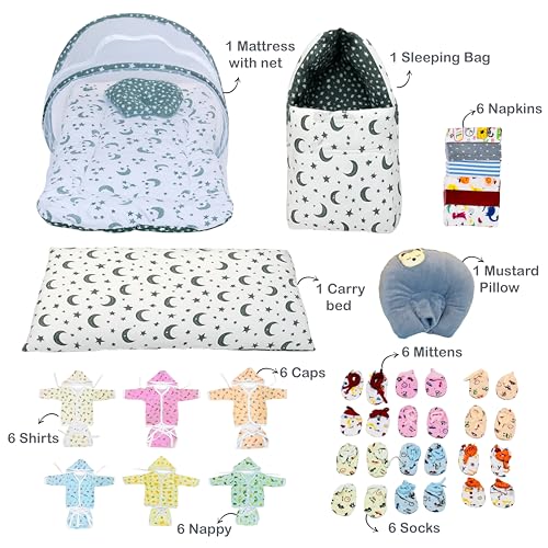 Infantbond Baby Semiwinter and Monsoon Use Hospital Essential Combo for New Born | Gift Pack | Baby Products | Maternity Essentials | Bedding Set (66 Items)(0-6 Months) (66 in 1 GREYMOON) - Image 2