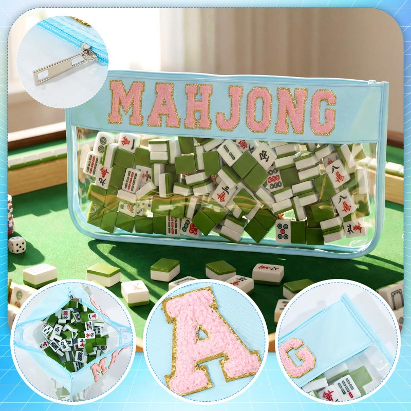 Yeyeplum 2 Pcs Mahjong Bags for Tiles and Racks Include Mahjong Tile Bag & Rack Bag, 37 Inch Protective Sleeve Tile Gift Accessory with Zipper & Letter for Mahj Pusher, Not Include Racks& Tiles(Blue) - Image 4