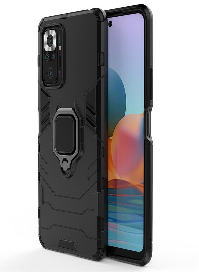 MaiJin Compatible with Xiaomi Mi Redmi Note 10 Pro, Redmi Note10 Pro Max Case, Metal Ring Grip Kickstand Bumper (Works with Magnetic Car Mount) Dual Layer Rugged Cover (Black) - Image 5
