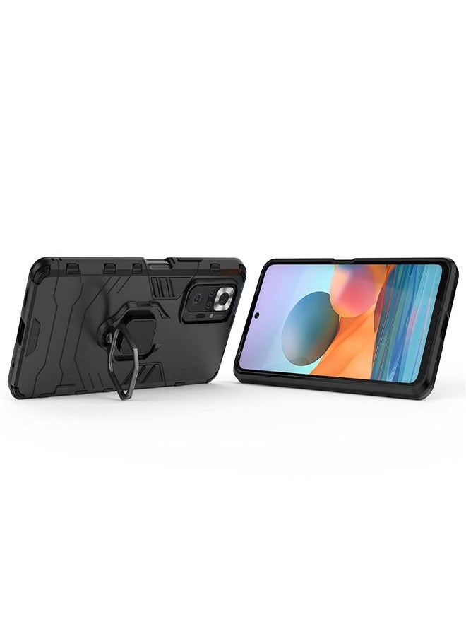MaiJin Compatible with Xiaomi Mi Redmi Note 10 Pro, Redmi Note10 Pro Max Case, Metal Ring Grip Kickstand Bumper (Works with Magnetic Car Mount) Dual Layer Rugged Cover (Black) - Image 2