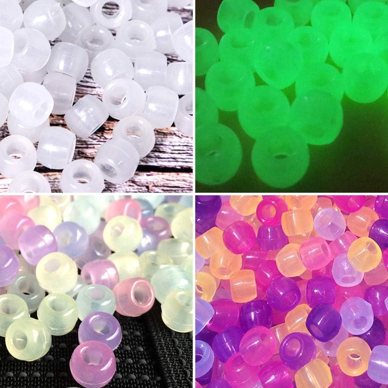 Korlon خرز كورلون 1500 قطعة UV، خرز يتلألأ في الظلام لصنع الأساور، حرف يدوية، مجموعة أساور صداقة 8 مم، خرز بوني يتغير لونه مع خيط مرن كريستالي و 2 حبل مرن - Image 1