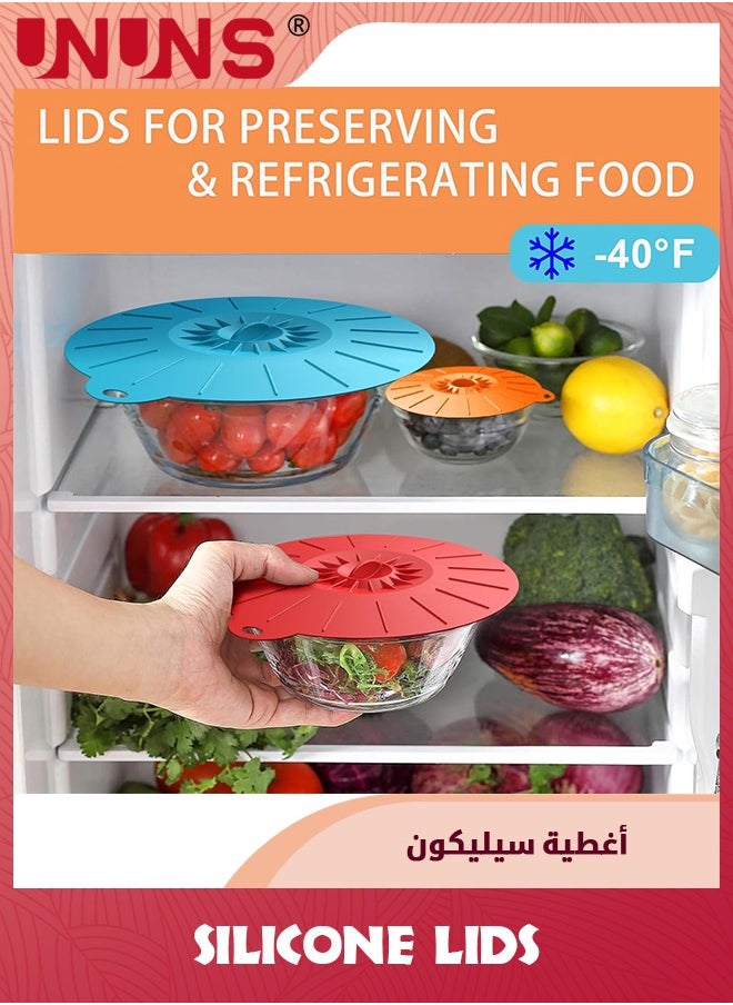 UNUNS 7 Pack Silicone Lids,Microwave Splatter Cover,5 Sizes Reusable Heat Resistant Food Suction Lids fits Cups,Microwave Cover for Food,Silicone Lids for Pots and Pans Food Storage Cups Cans  - Image 3