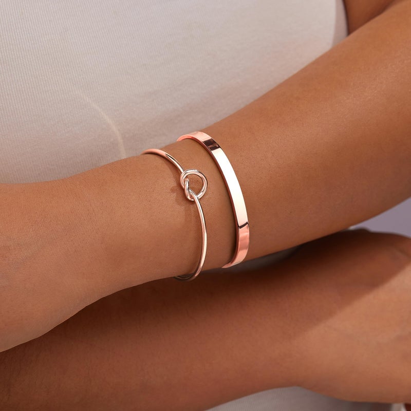Gokeey Rose Gold Cuff Bracelets for Women,Infinity Bangle Paperclip Beaded Twist Rose Gold Bracelets for Women - Image 4