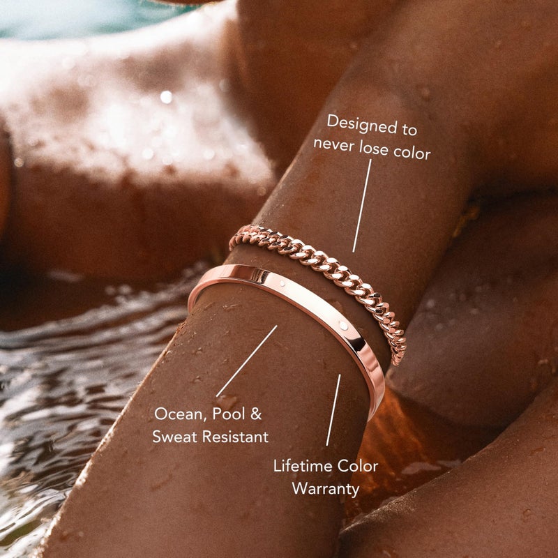 Gokeey Rose Gold Cuff Bracelets for Women,Infinity Bangle Paperclip Beaded Twist Rose Gold Bracelets for Women - Image 5