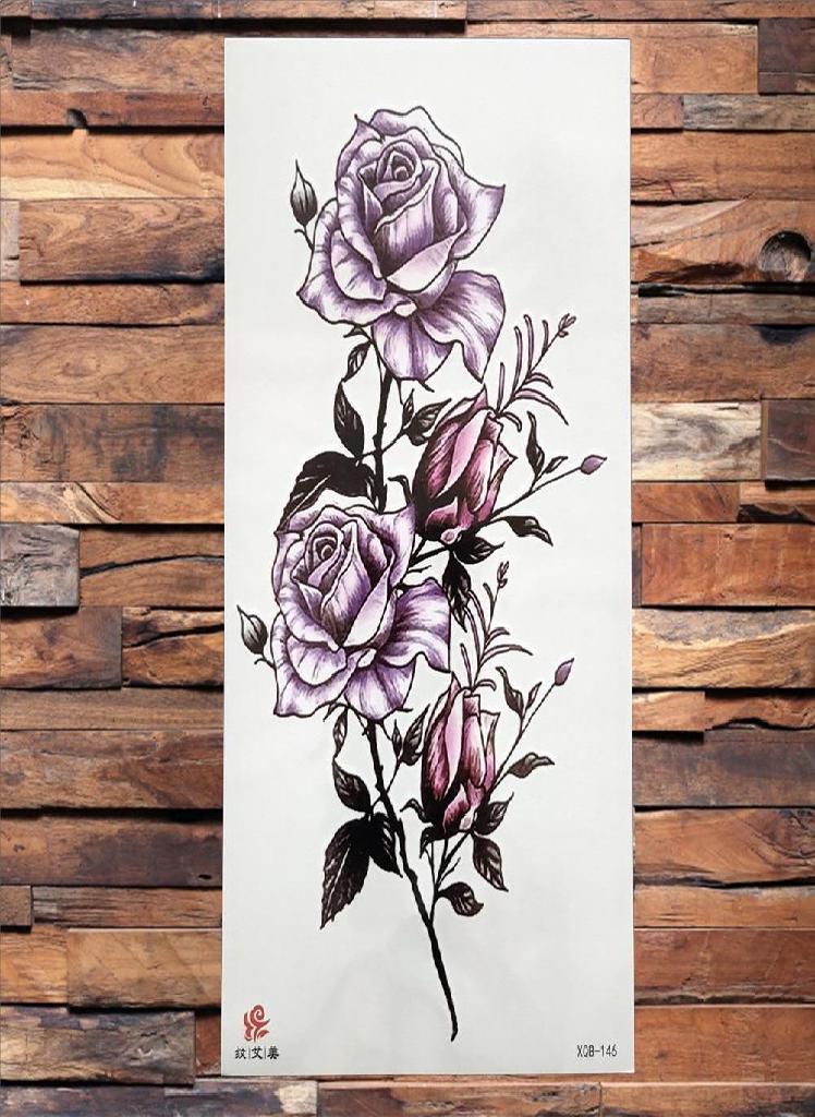 Watercolor Rose Flower Temporary Tattoo For Women Kids Girls Cherry Fake Tattoos Sticker  Lotus Henna Waterproof Tatoo Waist 