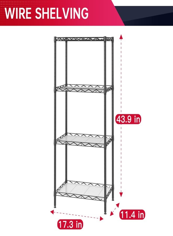 BestOffice 4-Shelf Adjustable Storage Shelving Unit Metal Rack Wire Shelf 600Lbs Capacity with 4 PP Sheets 18L x 12W x 44H for Laundry Bathroom Kitchen Garage,Black - Image 3