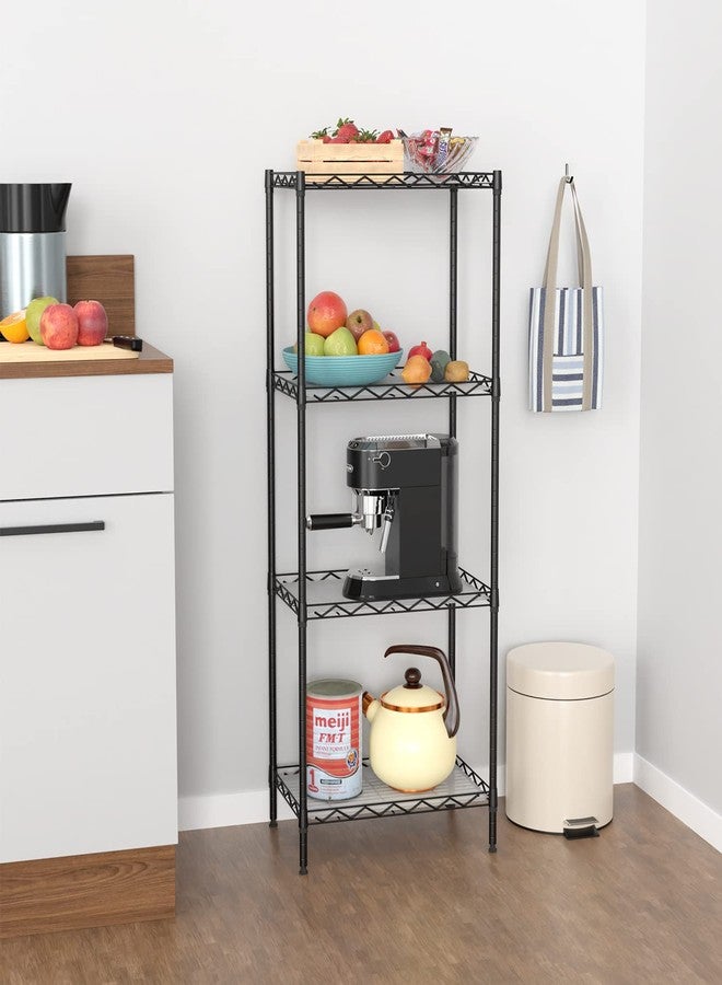 BestOffice 4-Shelf Adjustable Storage Shelving Unit Metal Rack Wire Shelf 600Lbs Capacity with 4 PP Sheets 18L x 12W x 44H for Laundry Bathroom Kitchen Garage,Black - Image 2