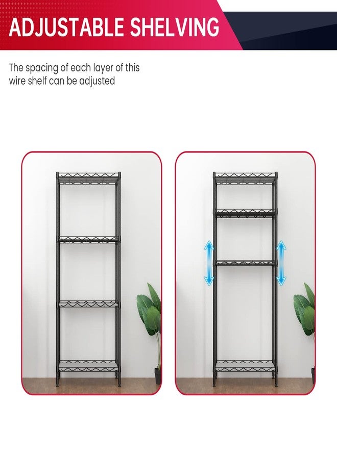 BestOffice 4-Shelf Adjustable Storage Shelving Unit Metal Rack Wire Shelf 600Lbs Capacity with 4 PP Sheets 18L x 12W x 44H for Laundry Bathroom Kitchen Garage,Black - Image 4