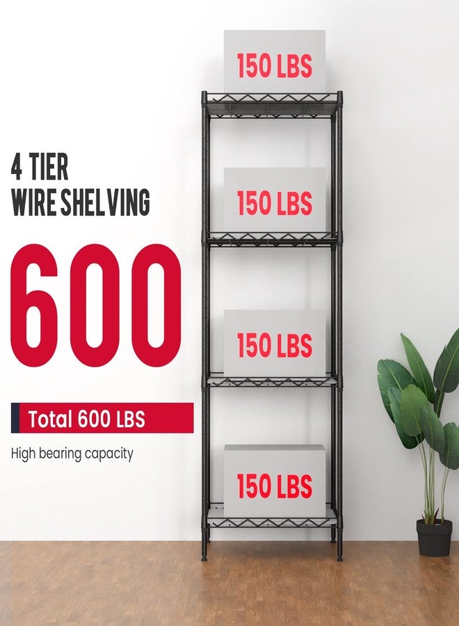 BestOffice 4-Shelf Adjustable Storage Shelving Unit Metal Rack Wire Shelf 600Lbs Capacity with 4 PP Sheets 18L x 12W x 44H for Laundry Bathroom Kitchen Garage,Black - Image 5