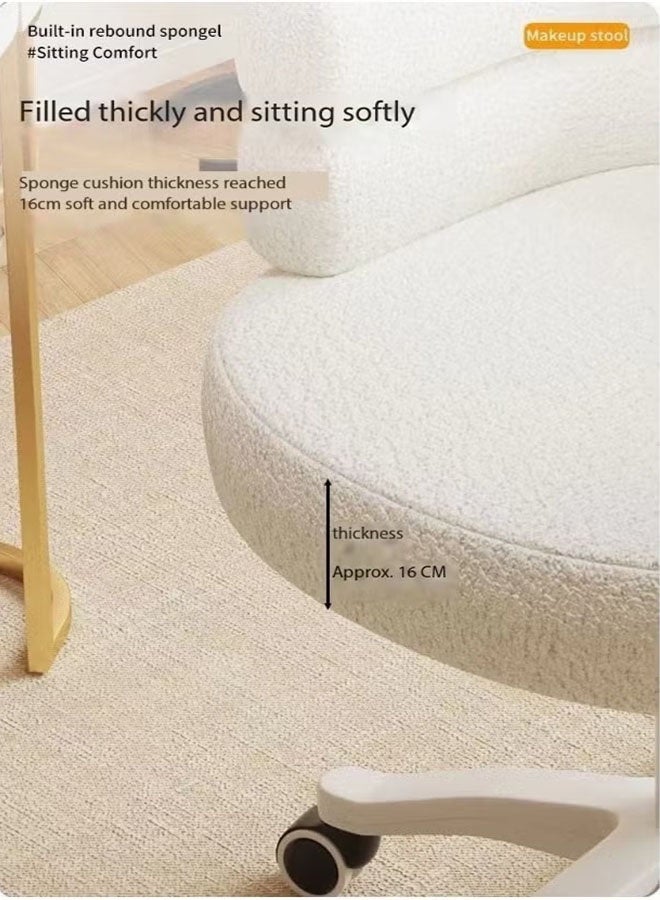 DUSALA Modern Vanity Chair with Curved Back, Height Adjustable Swivel Makeup Chair, Barrel Armchair Upholstered for Vanity Living Room Bedroom(White) - Image 3