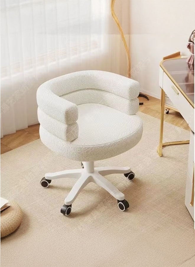DUSALA Modern Vanity Chair with Curved Back, Height Adjustable Swivel Makeup Chair, Barrel Armchair Upholstered for Vanity Living Room Bedroom(White) - Image 2