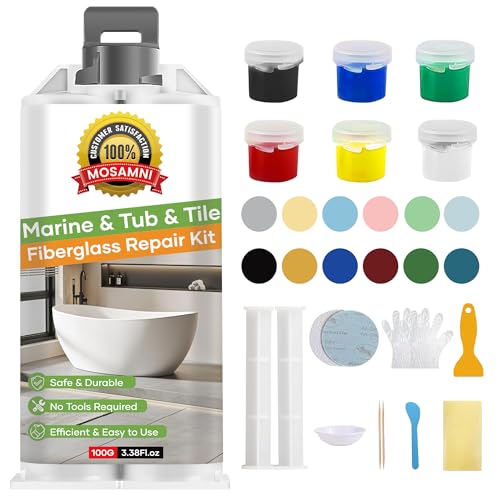 MOSAMNI Porcelain Repair Kit (Color Match), Tile and Bathtub Repair Kit for Fixing Chips, Cracks, Holes, Scratches on Toilet, Fiberglass Shower, Tubs, Sinks, Ceramic, Granite, Quartz Countertop - Image 1