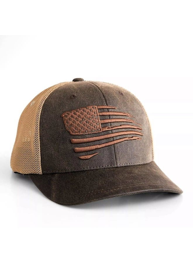 ARIAT Men's Embroidered Flag Snapback Cap, Brown - Image 2