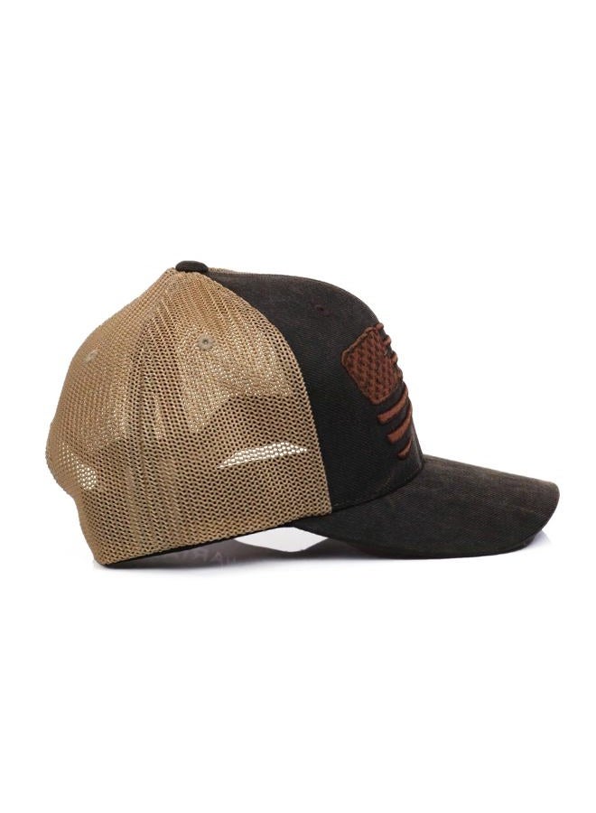 ARIAT Men's Embroidered Flag Snapback Cap, Brown - Image 3