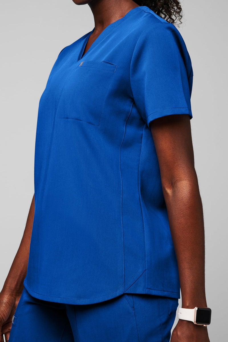 Fabletics Women's Vital 1-Pocket Scrub Top - MotionTech, Wrinkle-Resist, Chest Pocket, Anti-Shrink, Semi-Slim Fit,3X, Royal Blue - Image 3