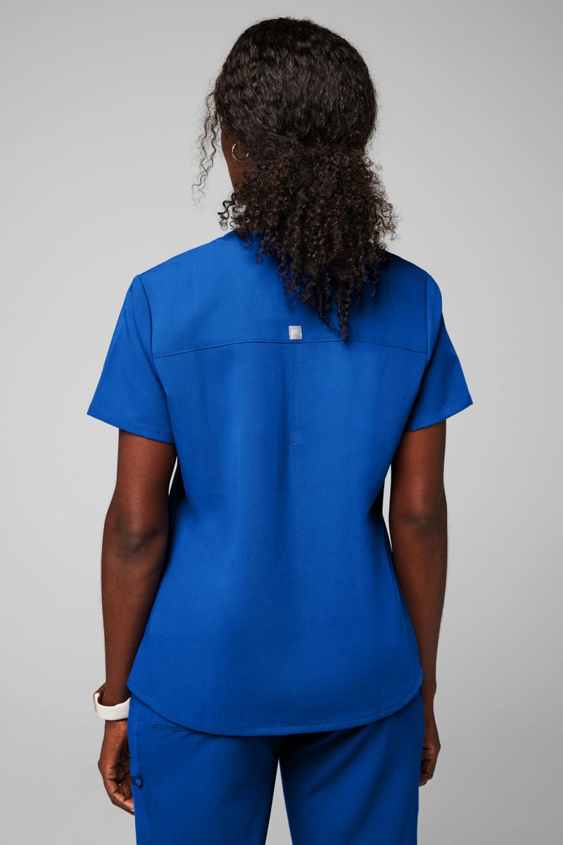 Fabletics Women's Vital 1-Pocket Scrub Top - MotionTech, Wrinkle-Resist, Chest Pocket, Anti-Shrink, Semi-Slim Fit,3X, Royal Blue - Image 2