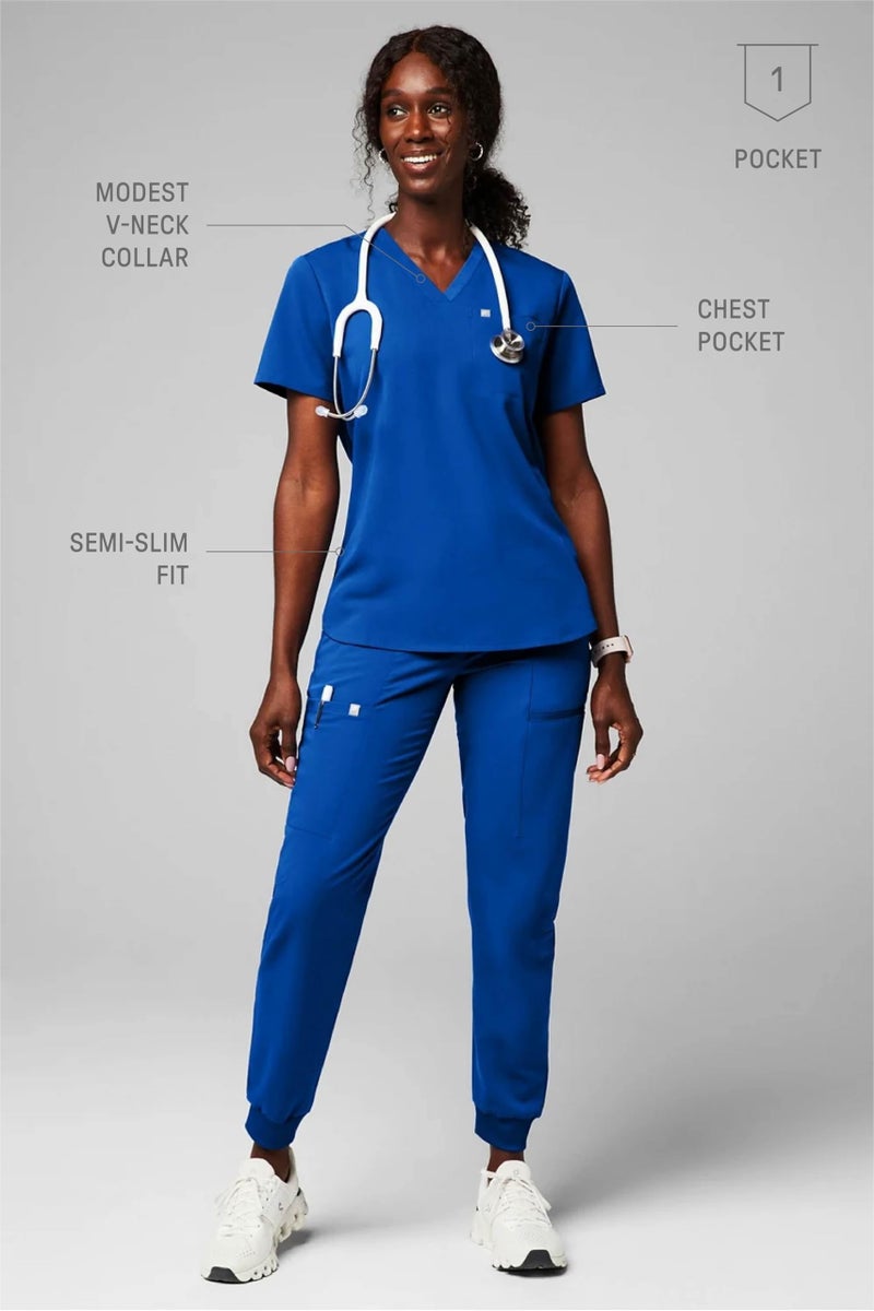Fabletics Women's Vital 1-Pocket Scrub Top - MotionTech, Wrinkle-Resist, Chest Pocket, Anti-Shrink, Semi-Slim Fit,3X, Royal Blue - Image 5