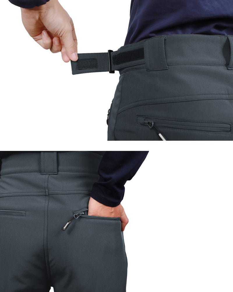 Outdoor Ventures Men's Lite Waterproof Windproof Fleece Lined Warm Hiking Ski Snow Pants Expandable-Waist - Image 5