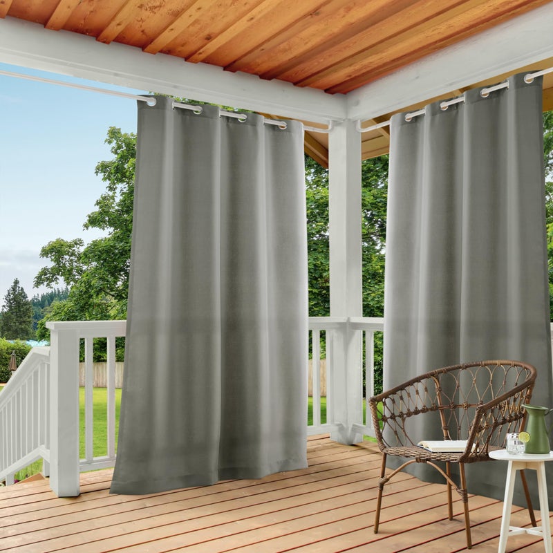TOWN & COUNTRY BASICS TOWN  COUNTRY BASICS Cabana Solid Heavyweight Indoor Outdoor Curtains Light Filtering Opacity with Grommet Top Water Repellent 2Pack Set 54x96 Medium Grey 