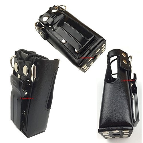 Lsgoodcare Black Hard Leather Carrying Holder Holster Case with Adjustable Shoulder Strap Compatible with Motorola 2 Way Radio HT1250 HT1550 GP320 GP340 GP380 GP338 - Image 3