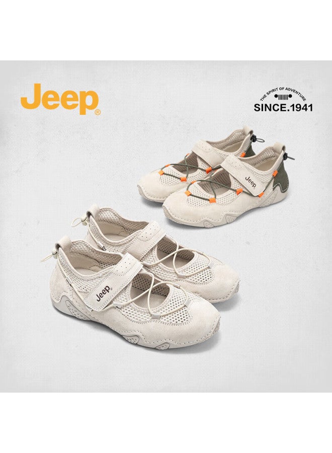 Jeep أحذية جيب النسائية ماري جين الكاجوال قابلة للتنفس ربيع ناعمة القاع مسطحة أحذية فردية باللون الرمادي والأخضر مقاس 36 - Image 4