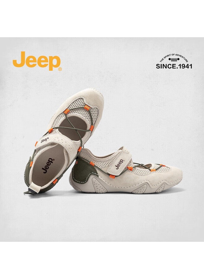 Jeep أحذية جيب النسائية ماري جين الكاجوال قابلة للتنفس ربيع ناعمة القاع مسطحة أحذية فردية باللون الرمادي والأخضر مقاس 36 - Image 5
