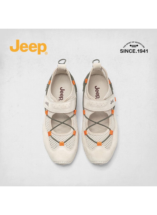 Jeep أحذية جيب النسائية ماري جين الكاجوال قابلة للتنفس ربيع ناعمة القاع مسطحة أحذية فردية باللون الرمادي والأخضر مقاس 36 - Image 3
