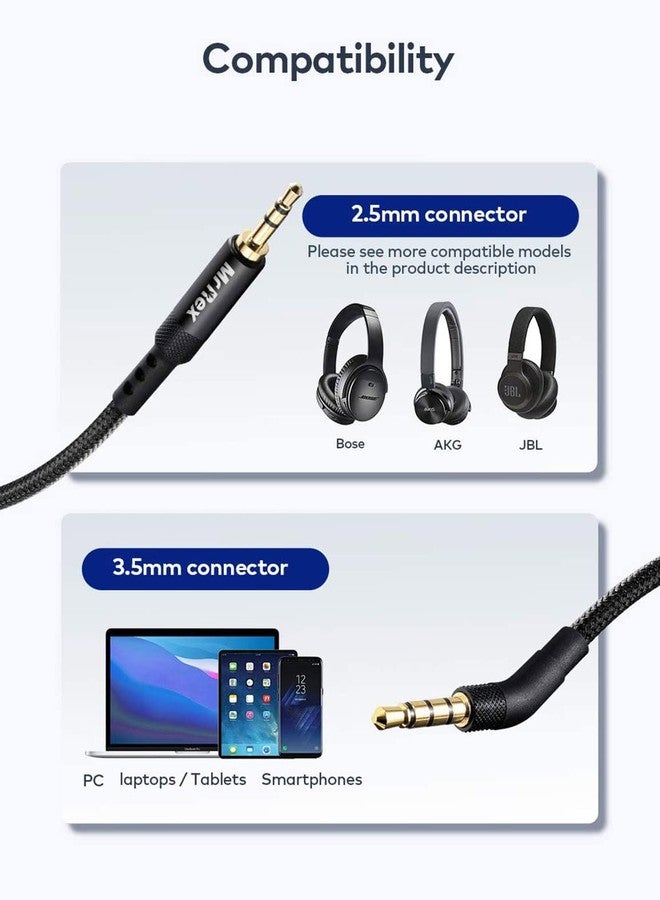 Mr Rex كابل صوت بديل من مستر ريكس مع ميكروفون لسماعات بوز 700 كوات كومفورت QC35 QC35II QC25 QC45، سماعات JBL E45BT E55BT E65BTNC 750NC، سلك AUX مضفر من نايلون 2.5 مم إلى 3.5 مم (عبوة واحدة، 5 أقدام) - Image 2