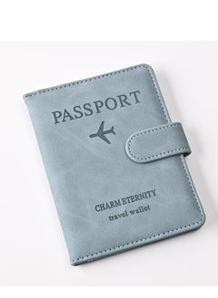 Generic 1 Piece Passport Holder Wallet Protector, PU Leather Magnetic Buckle Passport Bag PFID Anti-Magnetic Multi-Card Passport Book Multi-Function Passport Bag, Suitable for Men and Women Travel Accessories (Blue)  - Image 1