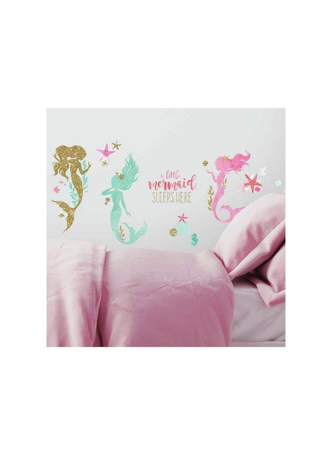 RoomMates Rmk3562Scs Mermaid Peel And Stick Wall Decals With Glitter  - Image 1