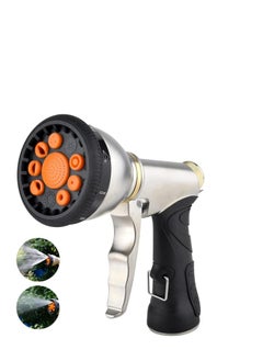 Y&D Garden Hose Nozzle, 9-Pattern Heavy Duty Metal Spray Gun: Slip-resistant Water Sprayer for Lawn, Garden, Pets, and Car Washing. Versatile Nozzle Cleaning Watering  - Image 1