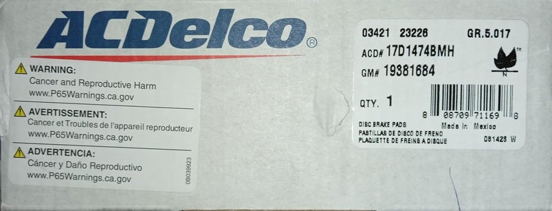 ACDelco Front Brake Pad Set for Chevrolet Corvette and Camaro SS - High Performance - Image 2