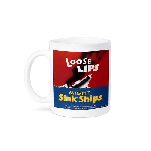 3dRose Vintage Loose Lips Might Sink Ships War Poster Mug, 11 oz, Ceramic - Image 1