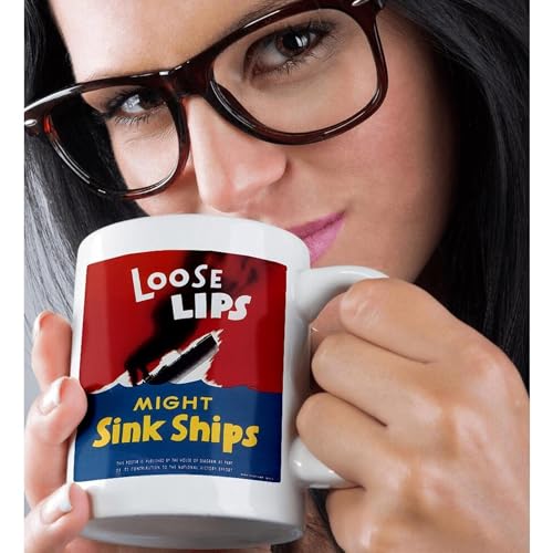 3dRose Vintage Loose Lips Might Sink Ships War Poster Mug, 11 oz, Ceramic - Image 2