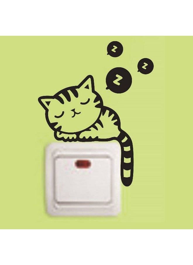 Adam Victor Removable Switch Sticker, 4 Pcs Cute Black Sleeping Cats Cartoon Wall Sticker, Light Switch Decor Decals, Family DIY Decor Art Car Stickers Home Decor Wall Art for Kids Living Room Office Decoration  - Image 2