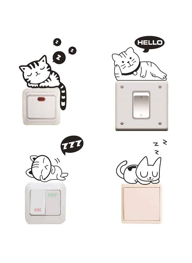 Adam Victor Removable Switch Sticker, 4 Pcs Cute Black Sleeping Cats Cartoon Wall Sticker, Light Switch Decor Decals, Family DIY Decor Art Car Stickers Home Decor Wall Art for Kids Living Room Office Decoration  - Image 1