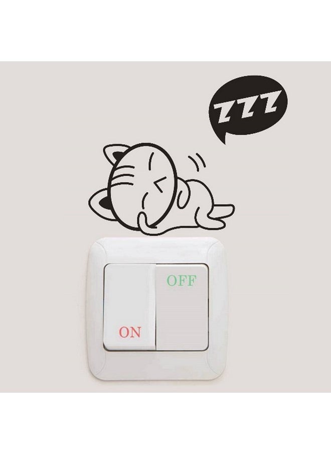 Adam Victor Removable Switch Sticker, 4 Pcs Cute Black Sleeping Cats Cartoon Wall Sticker, Light Switch Decor Decals, Family DIY Decor Art Car Stickers Home Decor Wall Art for Kids Living Room Office Decoration  - Image 4